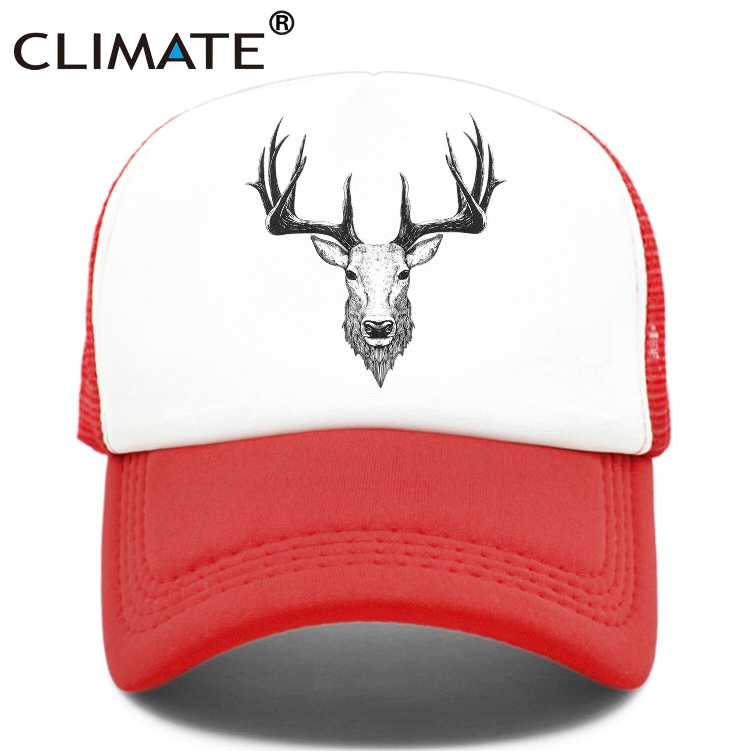 CLIMATE Deer Elk Buck CapMen Deer Cool Trucker Cap Elk Caribou Hunting Hunt Sport Baseball Cap Summer Cool Mesh Cap Men Man