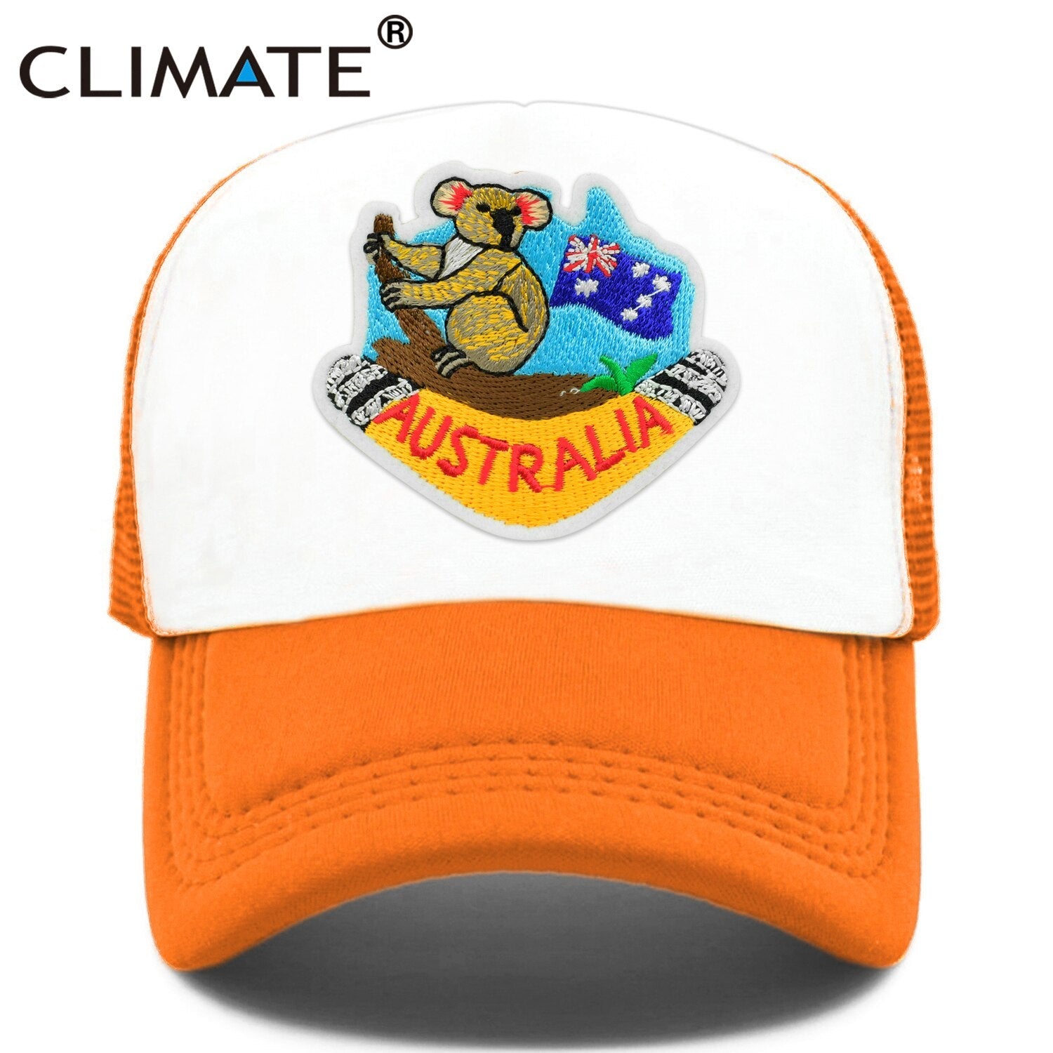 CLIMATE Australia Koala Trucker Cap Australian Boomerang Koala Coala Bear Trip Tours Cap Hat Cool Trucker Caps Mesh Cap Hat