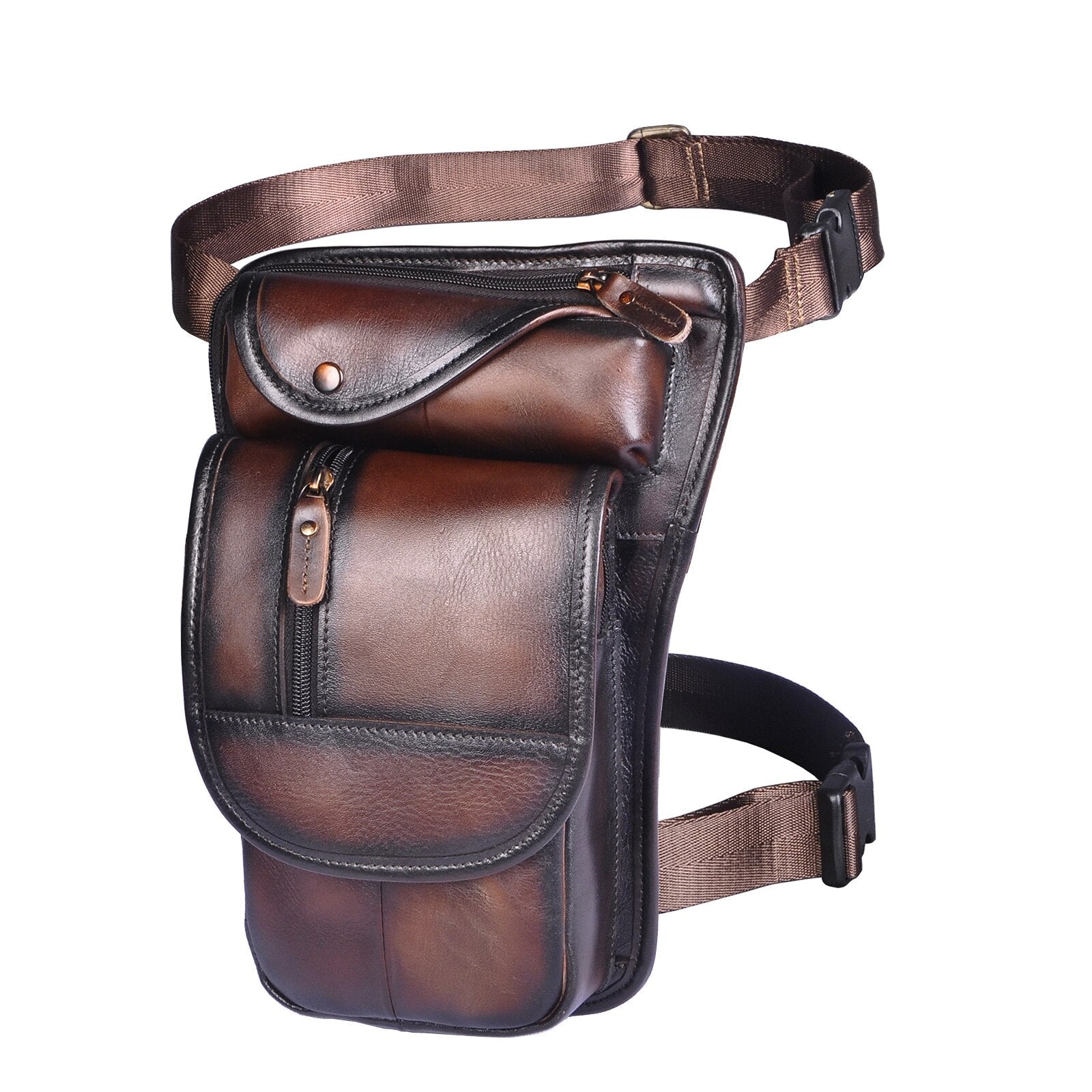 Original Leather Coffee Design Men Shoulder Bag 8" Tablet Fashion Organizer Travel Fanny Waist Belt Pack Leg Bag Male 3112-c