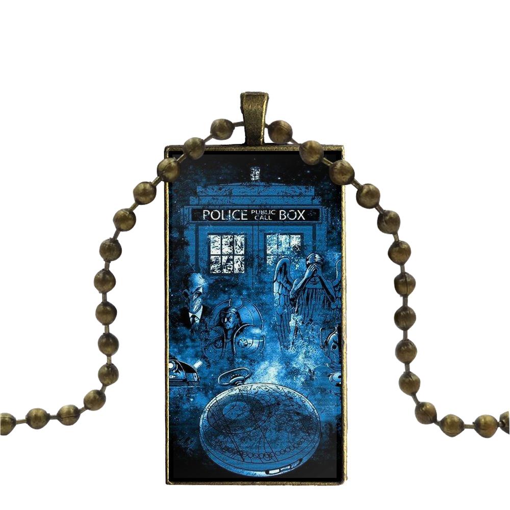 For Lovers Girl Friend Best Gift I Am Doctor Who Dw Tardis Design Fashion Vintage Glass Women Rectangle Necklace Pendants