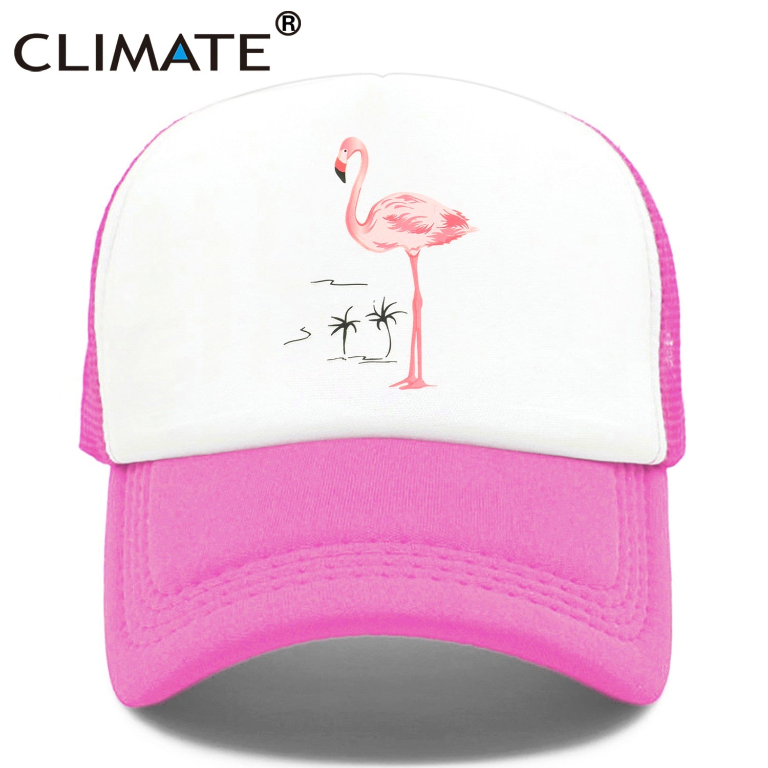 CLIMATE Flamingo Cap Girls Women Hat Pink Rose Cap Cute Lovely Summer Caps Hat Hip Hop Mesh Baseball Caps Hat for Women