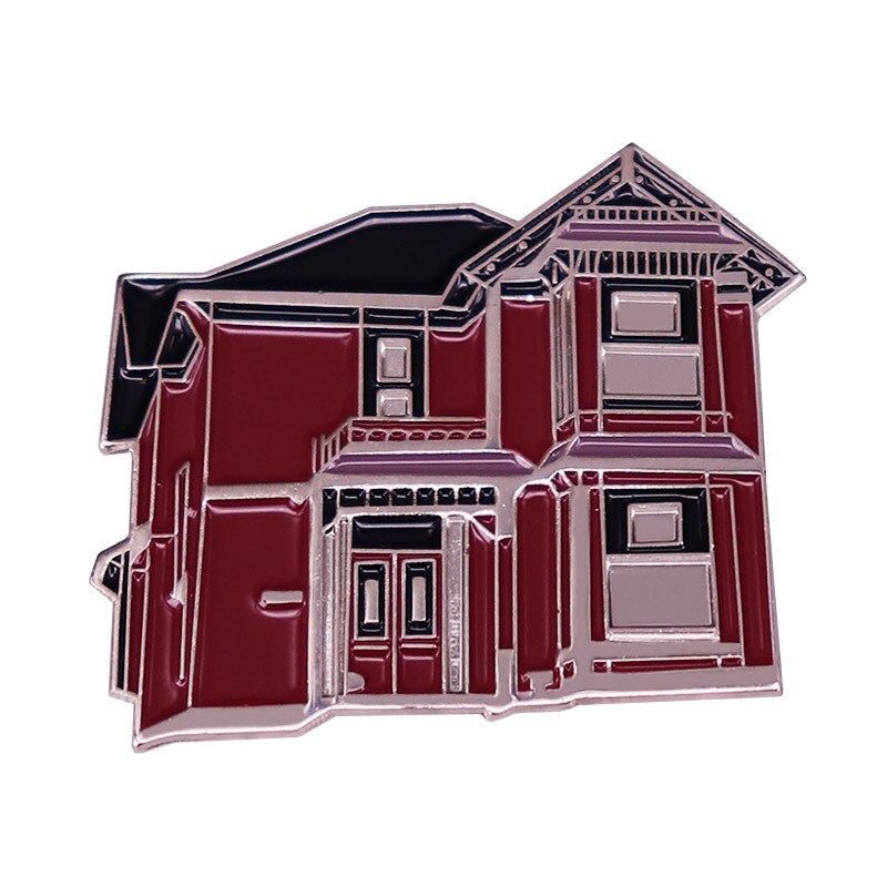 Retro house brooch architectural aesthetics badge shirt backpack accessory decoration