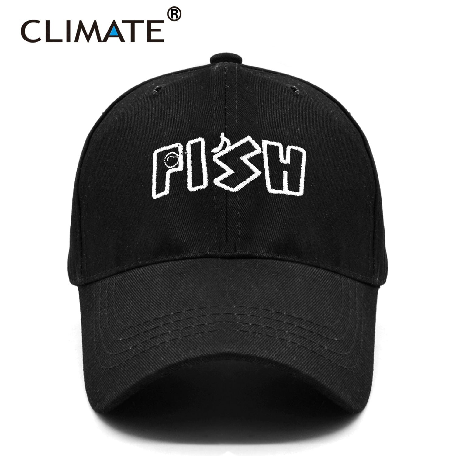 CLIMATE FISH Fishing Fisher Cap Hat Men New Sunvisor Black Cool Baseball Cap Cotton Sport Dad Hat Soft Black Mens Cap for Fisher