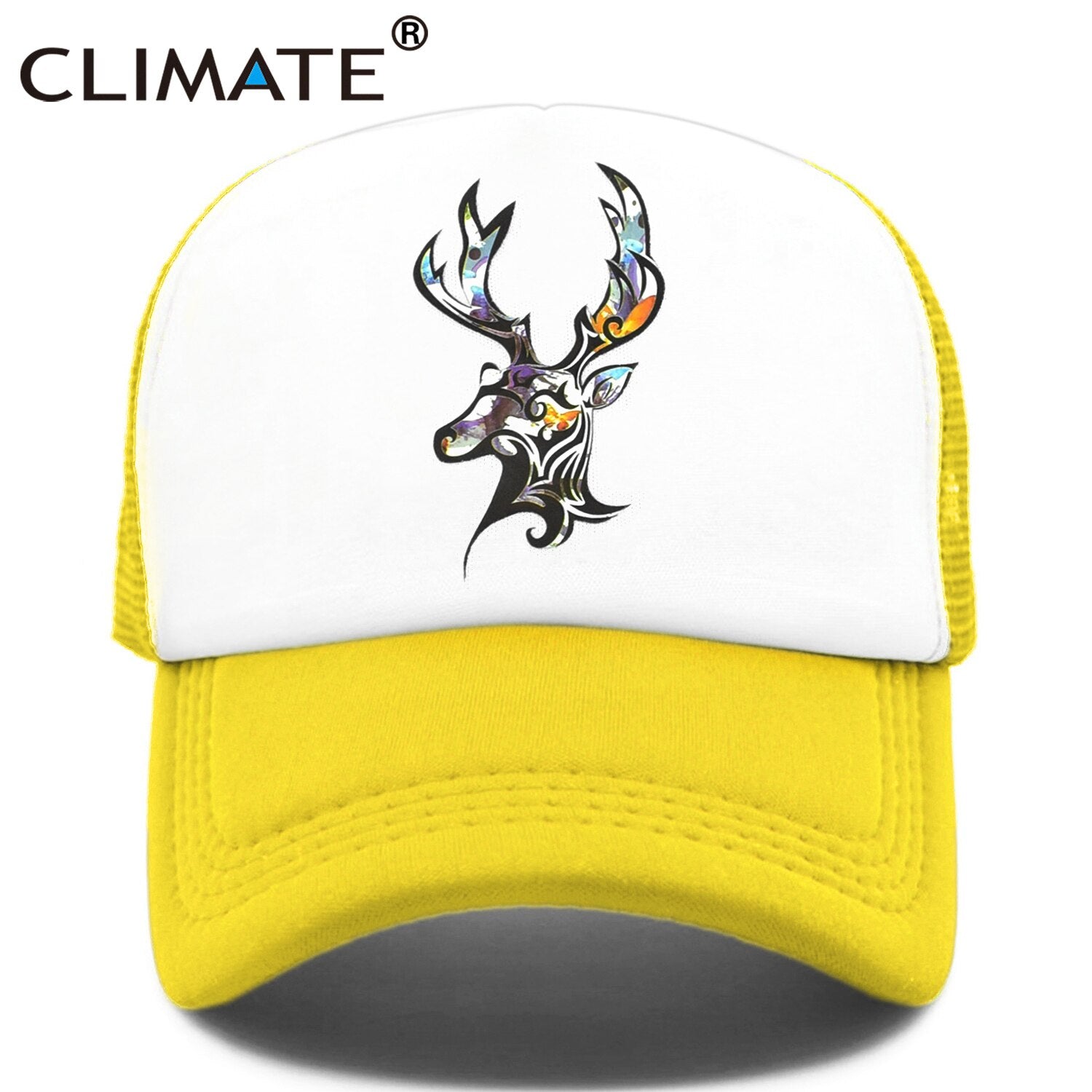 CLIMATE Deer Trucker Cap Men Deer Elk Cool Caps Elk Caribou Hunting Hunt Hip Hop Hat Baseball Cap Summer Cool Mesh Cap Men