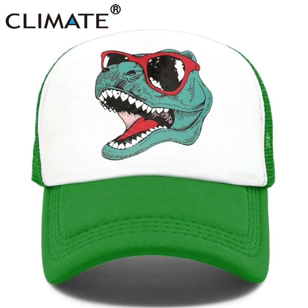 CLIMATE Jurassic Dinosaur Trucker Cap Men Funny Cool Trucker Cap Jurassic Cool Black Mesh Cool Cap for Kid Adult Family