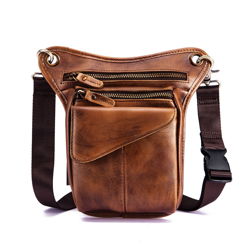 Original Leather men Brown Casual Fashion Small Shoulder Messenger Bag Designer