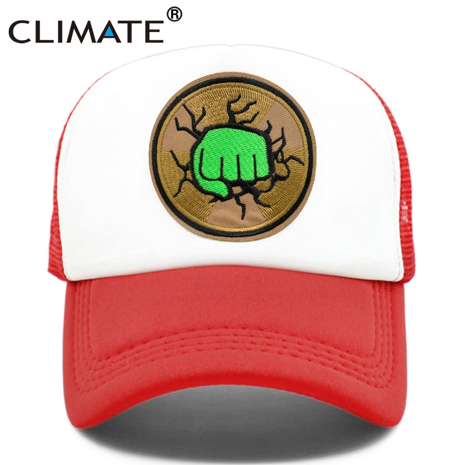 CLIMATE Green Fist Trucker Cap Hat Men Muscle Strong Fist Cap Powerful Super Hero Fitness Bodybuilding Boxing Sport Mesh Cap Hat