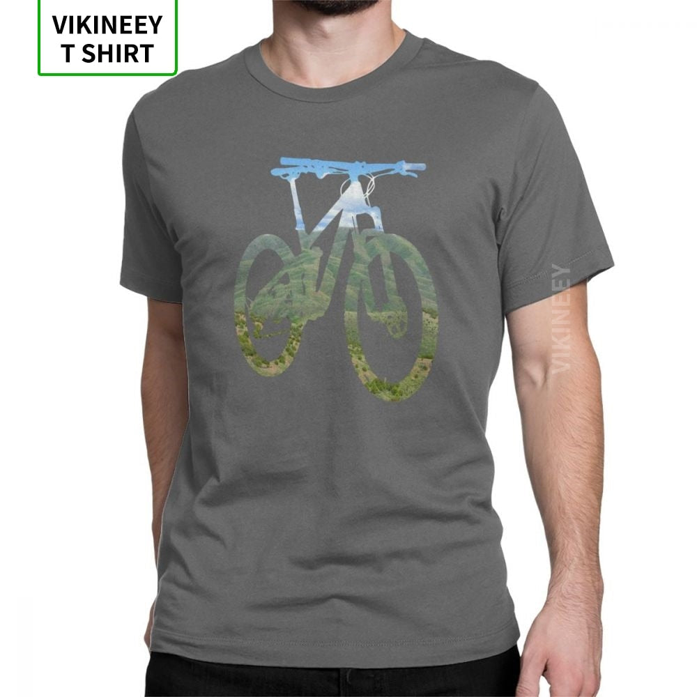 Man T Shirt Mountain Bike T-Shirts Mountain And Sky MTB Collection Stylish Short Sleeves Tees Clothing 100% Cotton Print