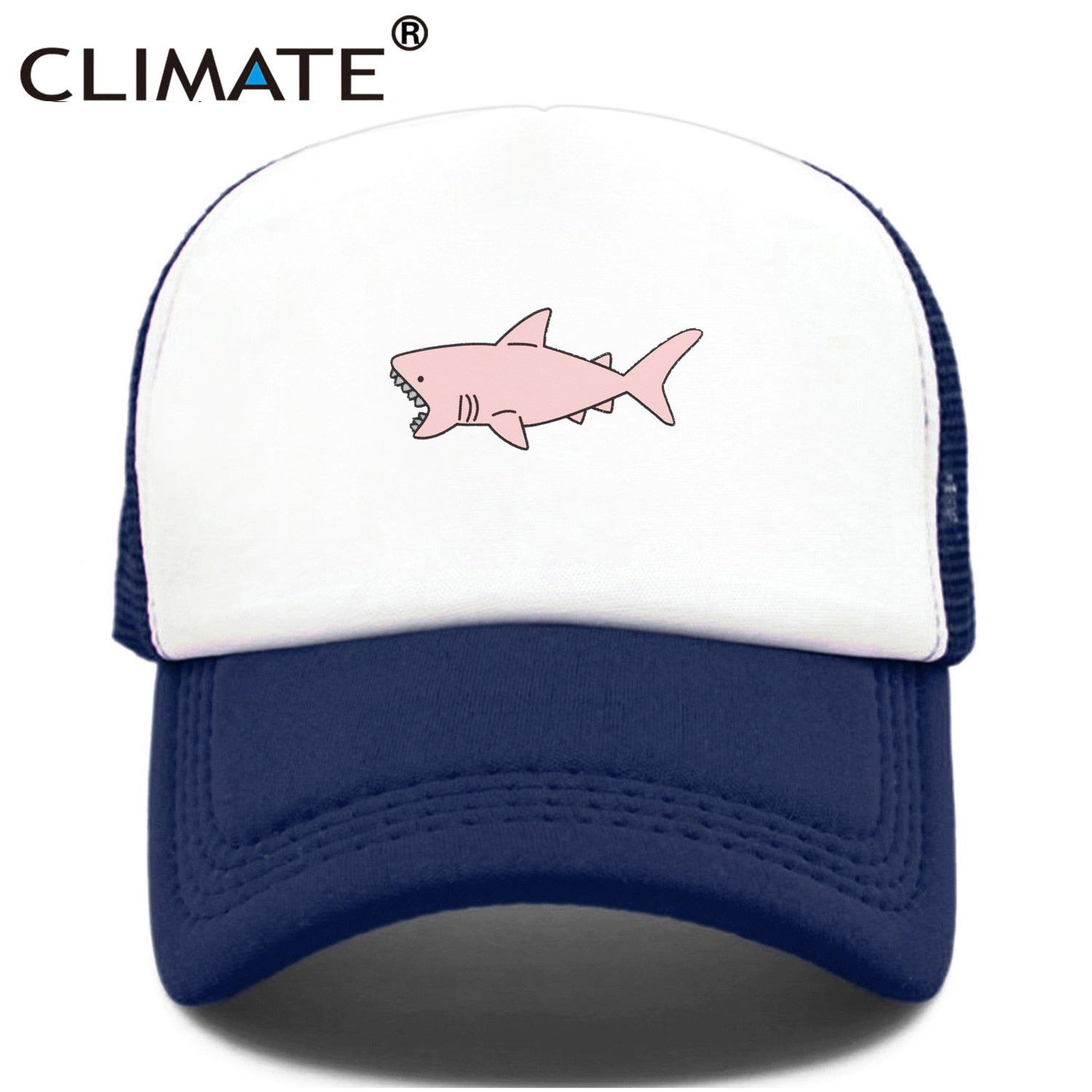 CLIMATE Pink Shark Trucker Cap Hat Pink Shark Beach Cap Shark Protection Hip Hop Cool Summer Mesh Cap Hat for Men Women