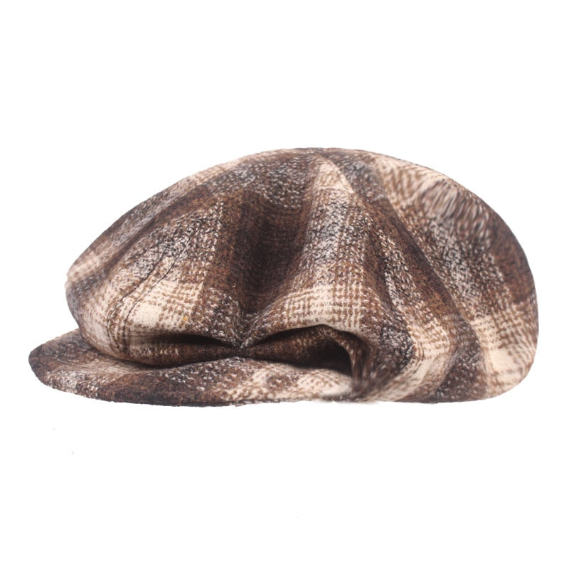 HT3974 Beret Men Women Cap Vintage Autumn Winter Hats for Men Women Plaid Octagonal Newsboy Flat Beret Cap Male Female Beret Hat