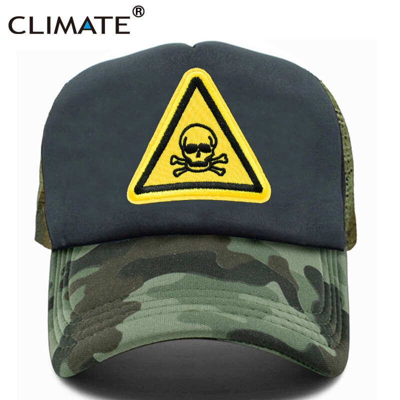 CLIMATE Men Cool Skull Trucker Cap Hiphop Street Style Skeleton Cap Danger Keep