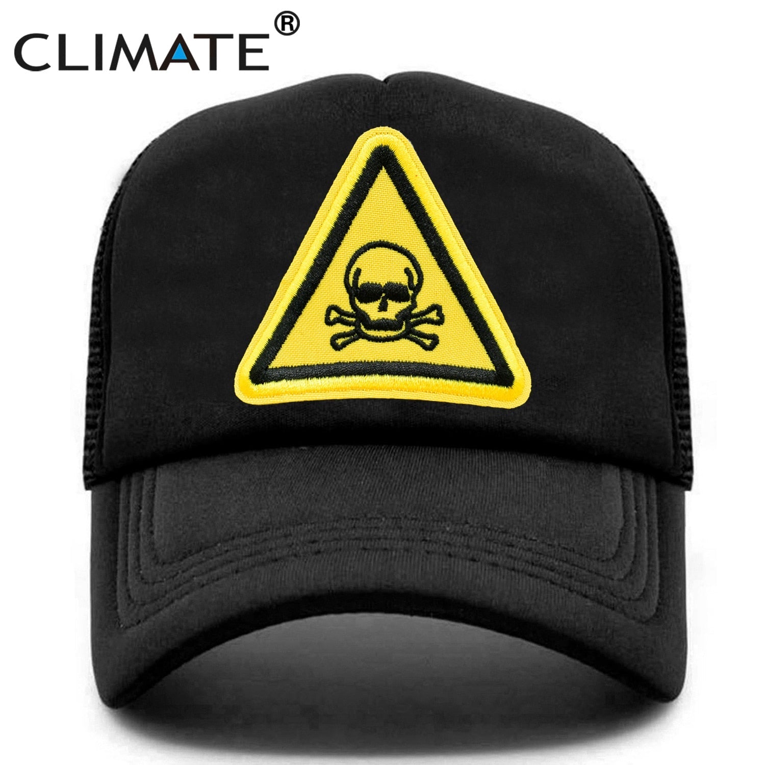 CLIMATE Men Cool Skull Trucker Cap Hiphop Street Style Skeleton Cap Danger Keep