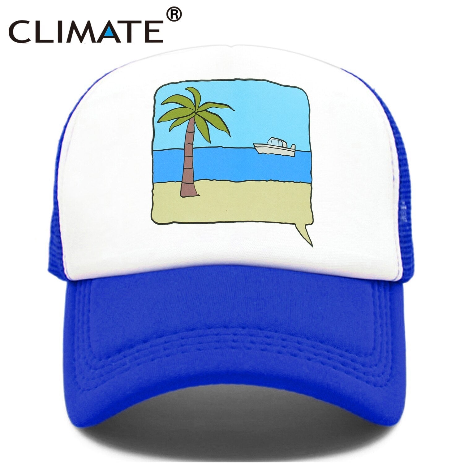 CLIMATE Seaside Trucker Cap Hat Surfing Vacation Caps Sandbeach Coconut Holiday