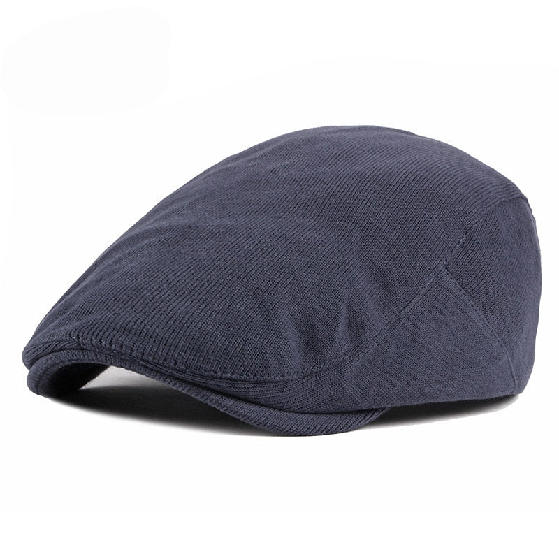 Wuaumx Spring Autumn Berets Hat Men knitting Visor Cap Casual Fashion Women Beret Solid Yellow Blue Peaked Flat Cap Duckbill Hat