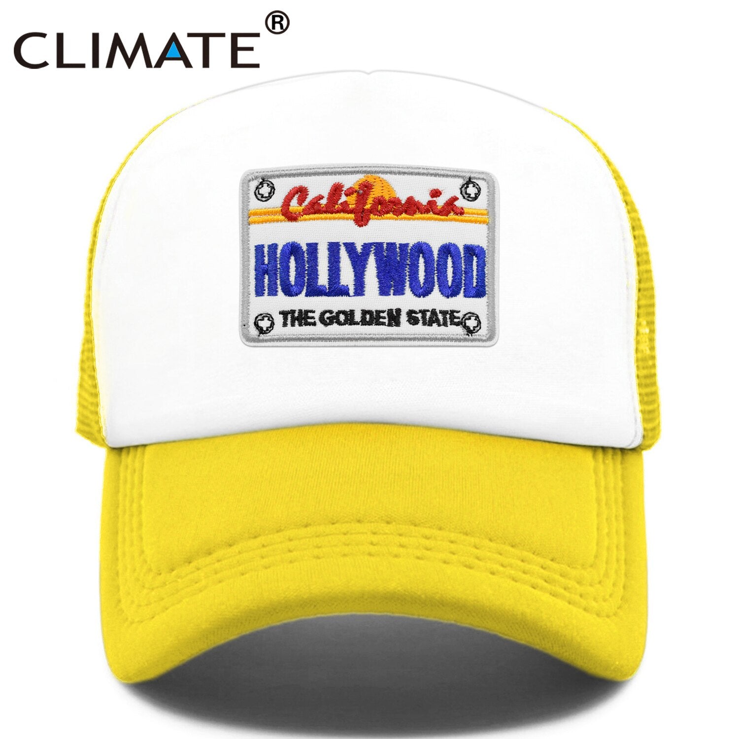 CLIMATE Hollywood California Cap Trip Trucker Cap Hat State of California Cap Hollywood The Golden State Holiday Cool Mesh Cap