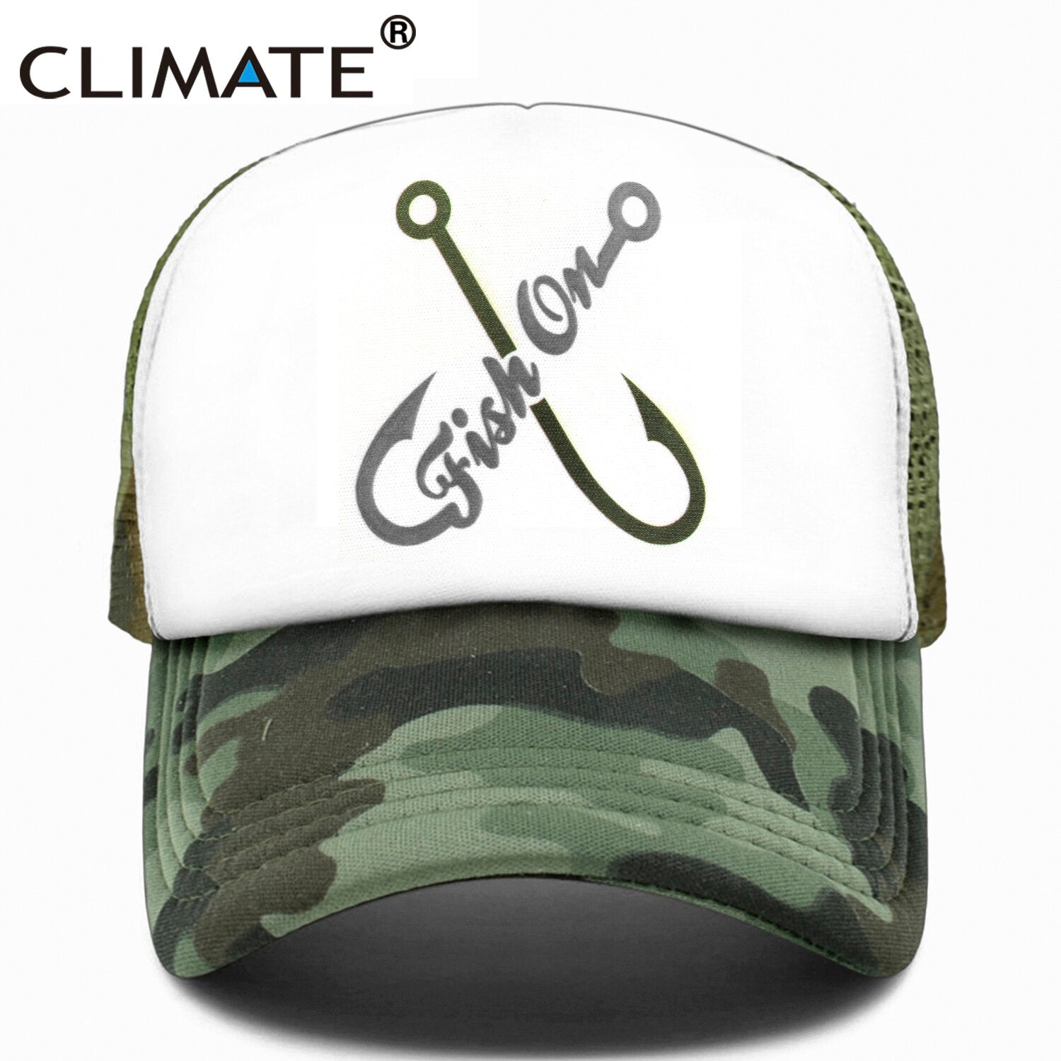 CLIMATE  Fish On Trucker Cap Fishing Fish Hunt Cap for Man Fisher Fishing Hat Baseball Cap Cat Summer Cool Mesh Caps Men