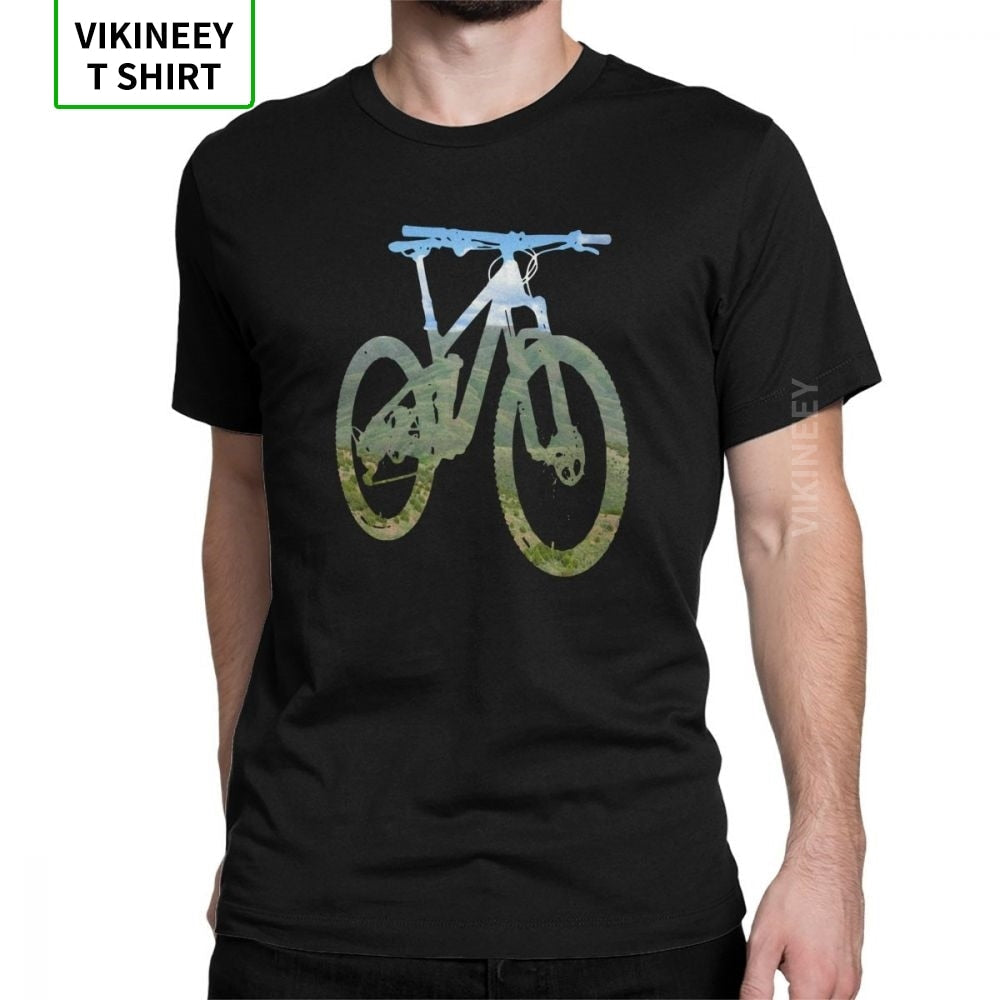 Man T Shirt Mountain Bike T-Shirts Mountain And Sky MTB Collection Stylish Short Sleeves Tees Clothing 100% Cotton Print