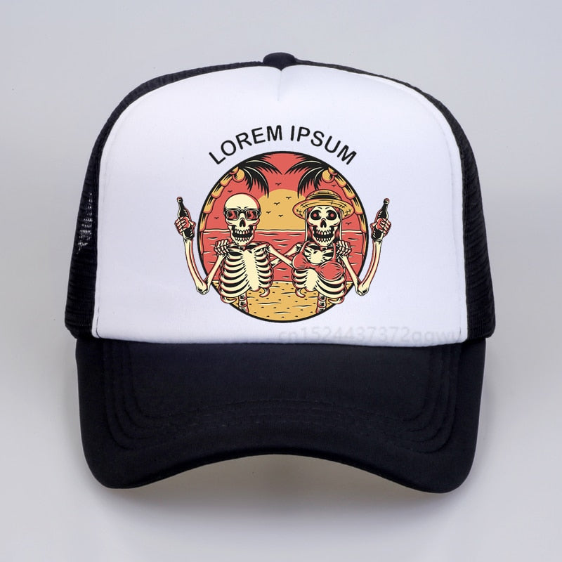 Lorem Ipsum Baseball cap punk skull Couples beach sunhat  Fashion Summer Vacation Beach sunhat men mesh Breathable snapback hat