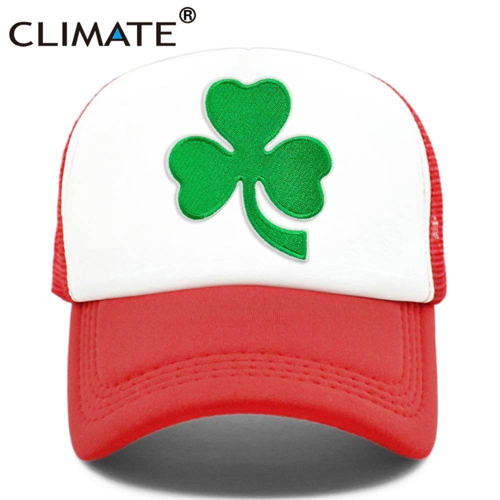 CLIMATE Shamrocks Trucker Cap St.Patrick's Day Green Cap Hat Ireland Irish Lucky Shamrocks Cap St.Patrick Mesh Cap Hat for Irish