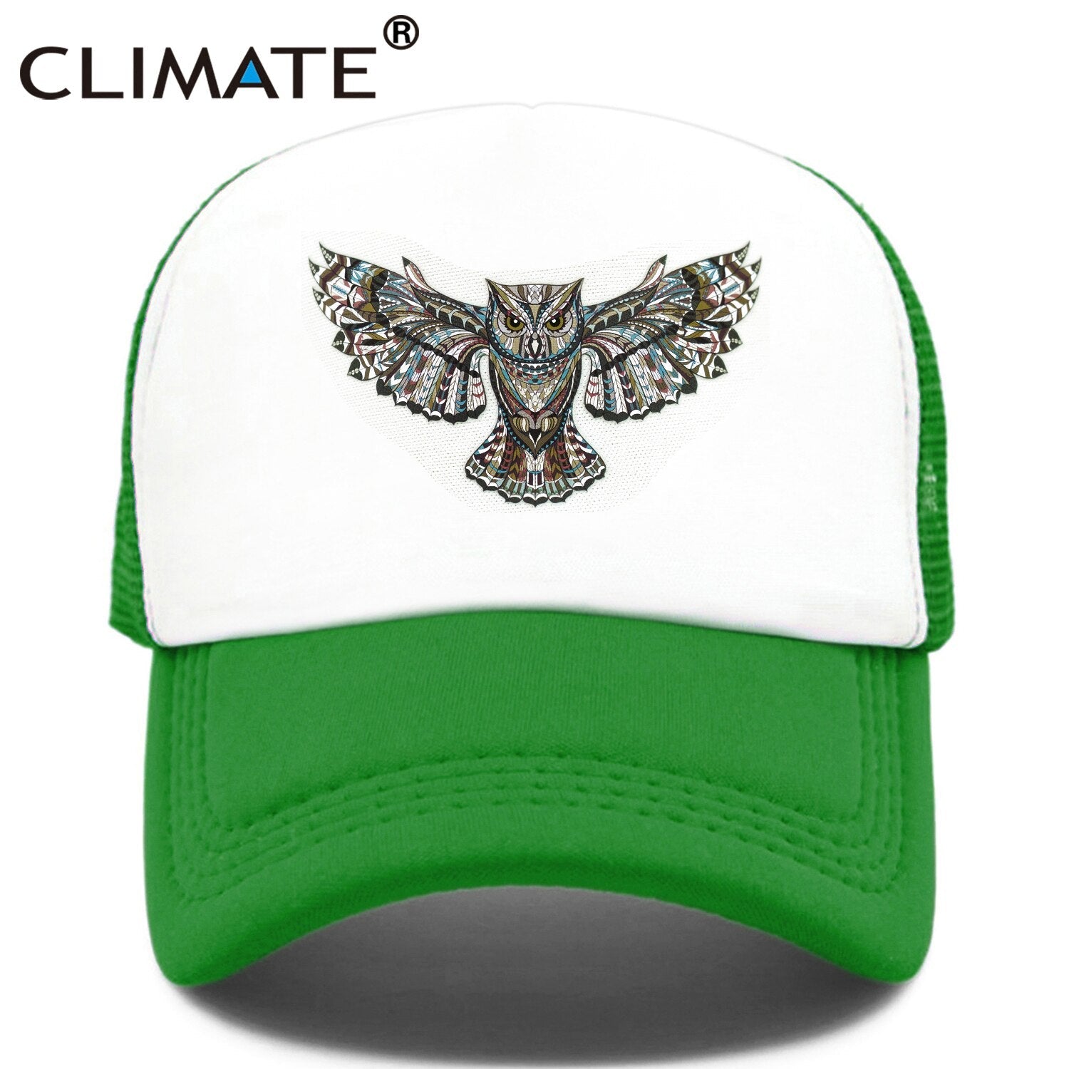 CLIMATE Owl Owlet Trucker Cap Cool Forest Night Owl Cap Men Dark Owl Hunt Animal Hip Hop Hat Cap Cool Summer Mesh Cap Adult Kid