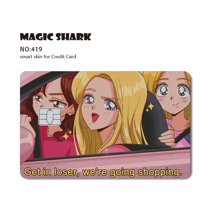 Magic Shark Game Card Anime Stylish Funny Matte 3M PVC Sticker Film Skin for Credit Card Large Small Chip