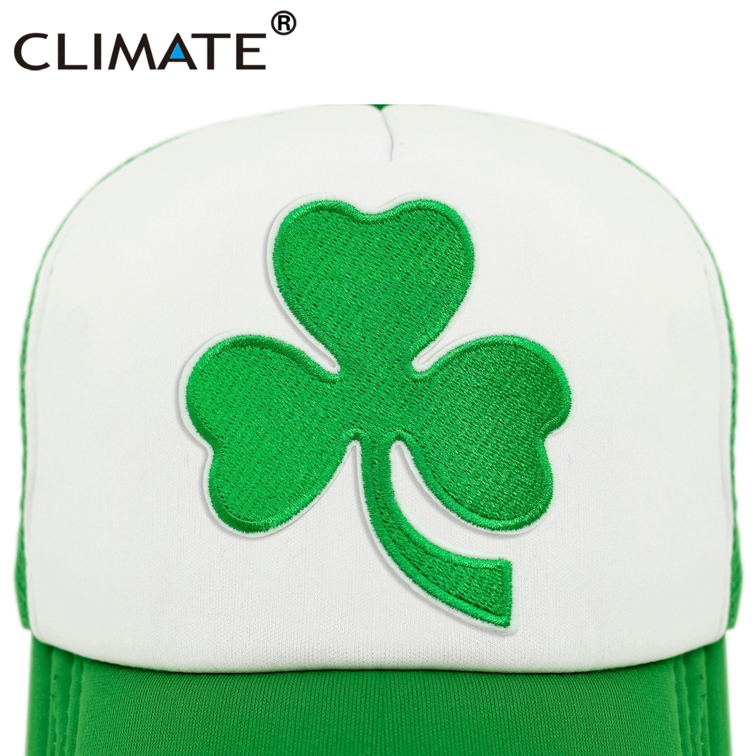 CLIMATE Shamrocks Trucker Cap St.Patrick's Day Green Cap Hat Ireland Irish Lucky Shamrocks Cap St.Patrick Mesh Cap Hat for Irish