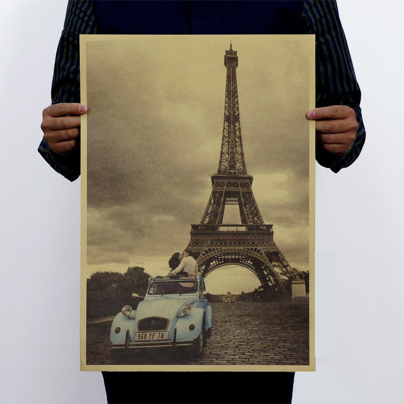 The Eiffel Tower in Paris is decorated with 51x35.5 cm old posters