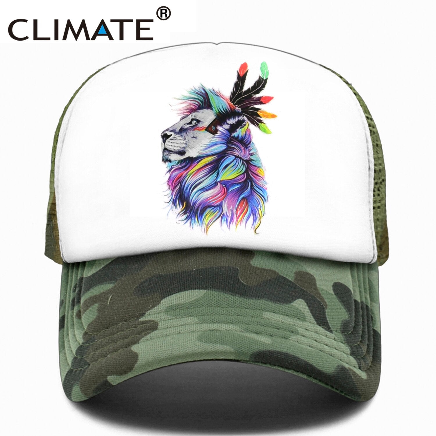 CLIMATE Cool Lion Trucker Cap King Lion King Cap Hat African Africa Wildlife Animal Trucker Caps Mesh Cap Hat for Men