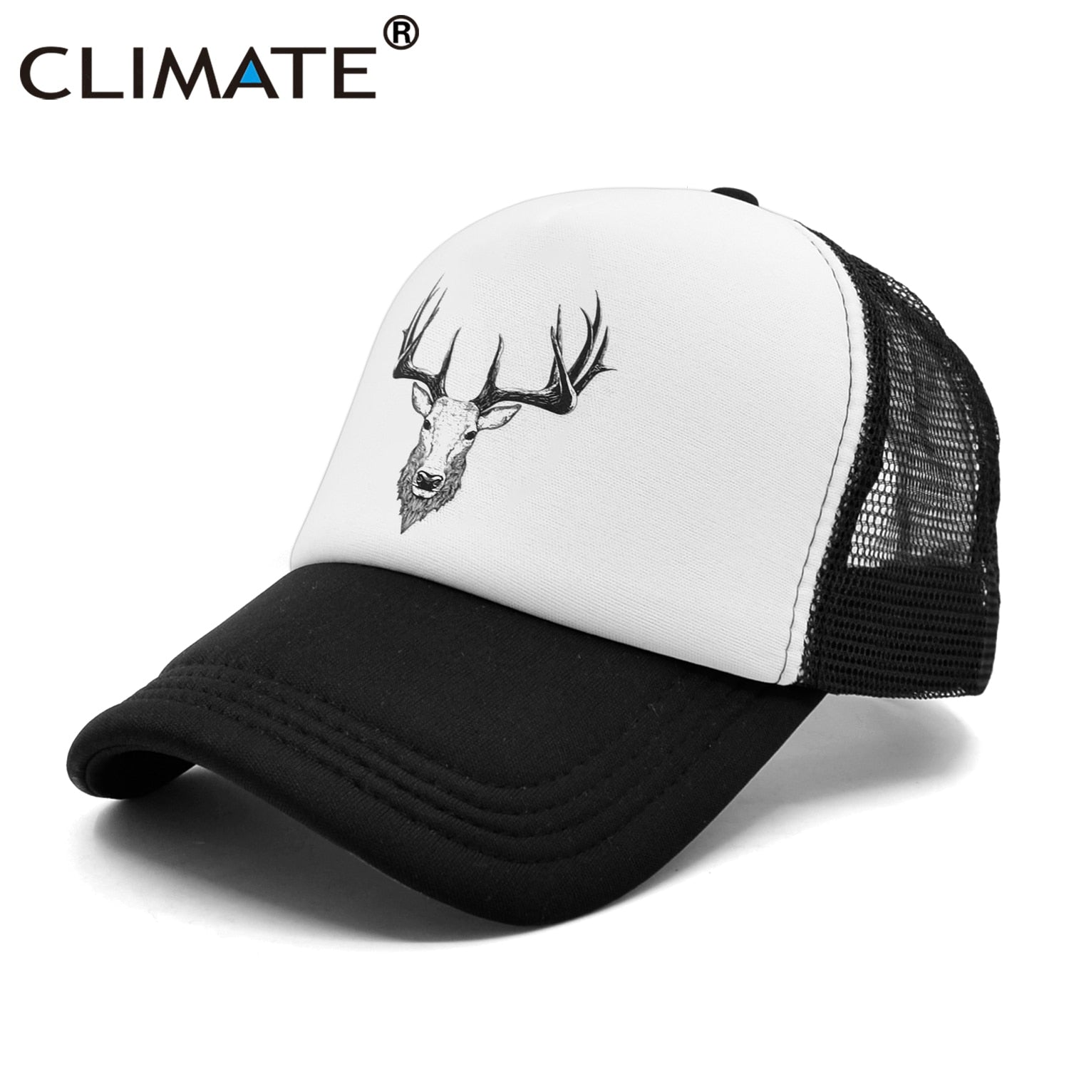 CLIMATE Deer Elk Buck CapMen Deer Cool Trucker Cap Elk Caribou Hunting Hunt Sport Baseball Cap Summer Cool Mesh Cap Men Man