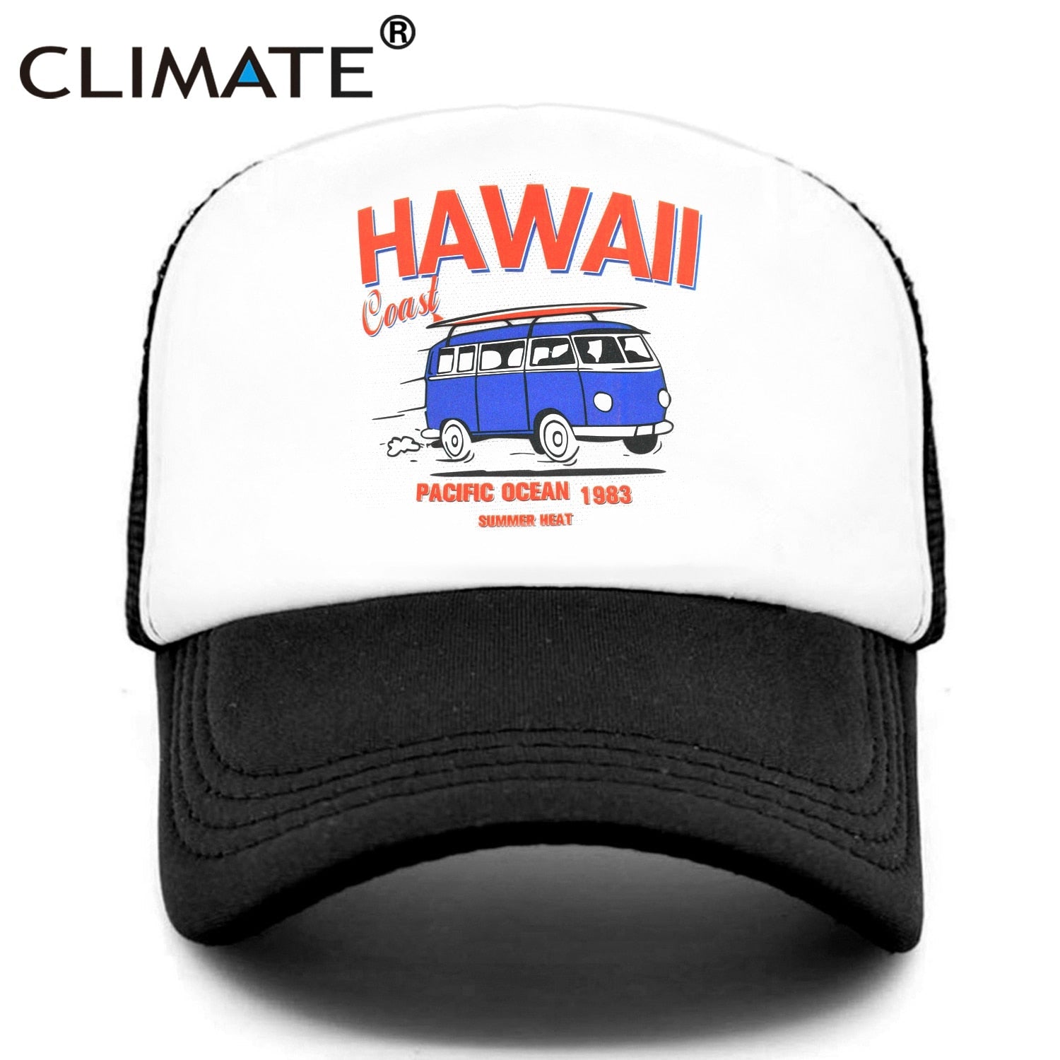 CLIMATE Hawaii Coast Road Trip Cap Drive Tour Trucker Cap Car Journey Vacation Mesh Cap Summer Heat Hat Caps for Family Journey