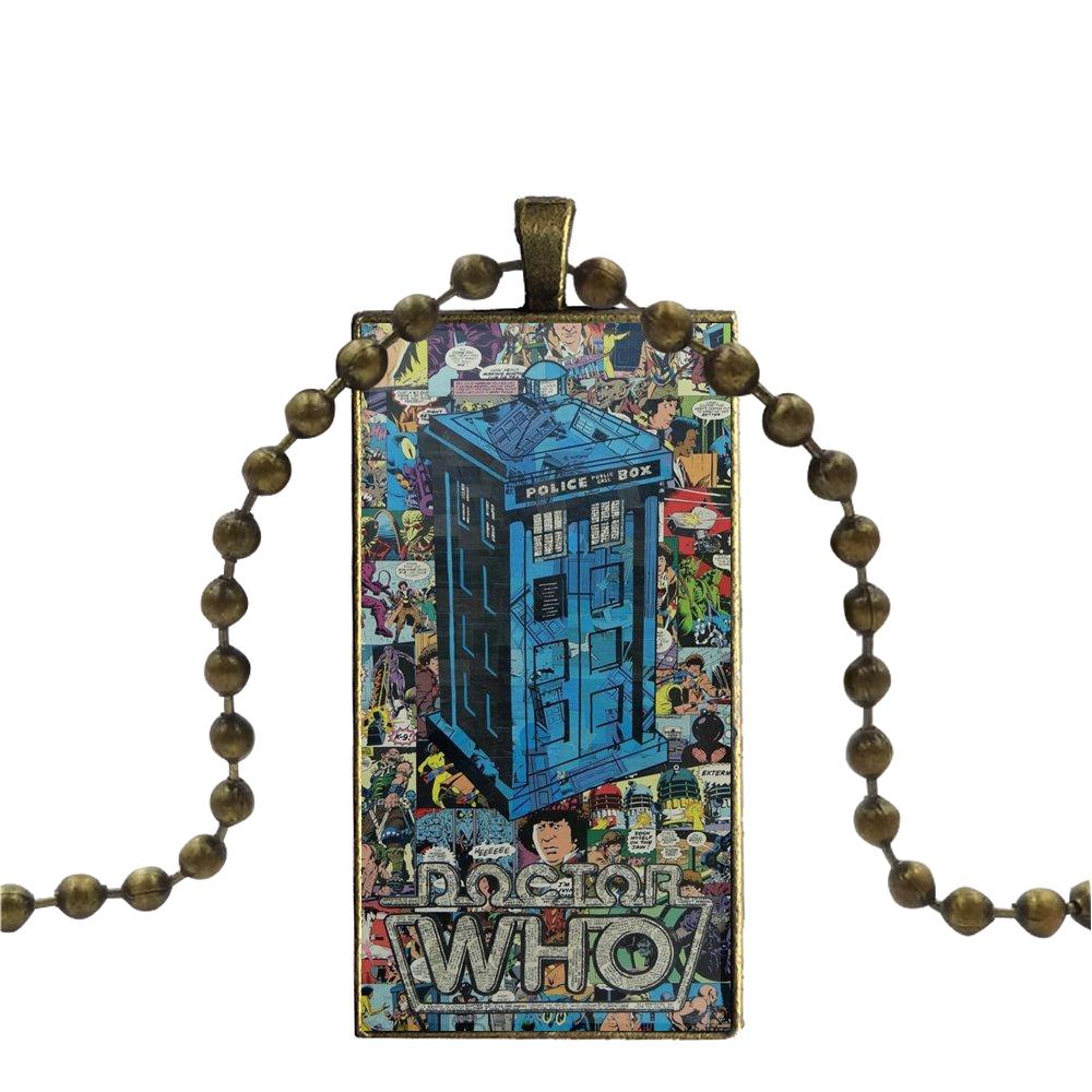 For Lovers Girl Friend Best Gift I Am Doctor Who Dw Tardis Design Fashion Vintage Glass Women Rectangle Necklace Pendants