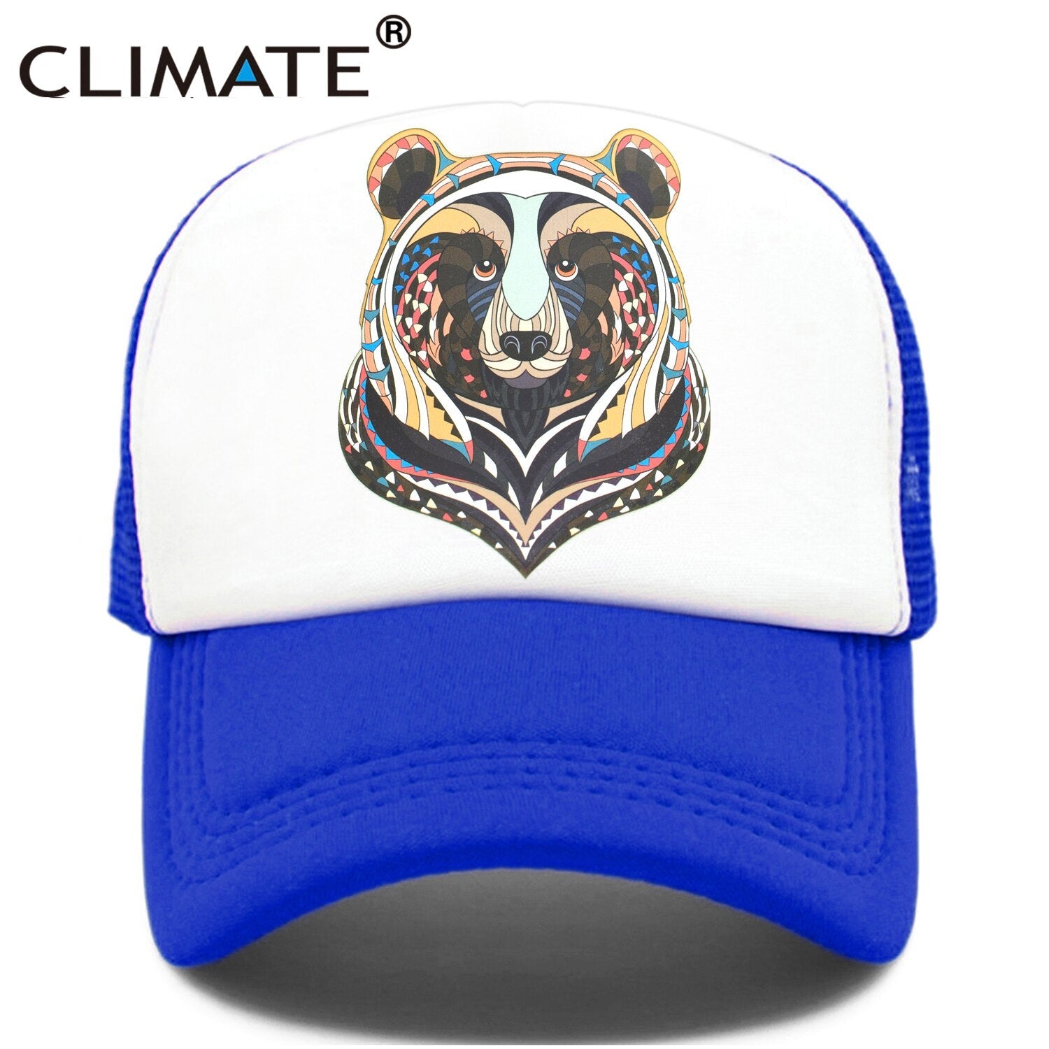 CLIMATE Bear Trucker Cap Cool Forest Bear Cap Men Brown Bear Hunt Hunting Hip Hop Hat Baseball Cap Cool Summer Mesh Cap