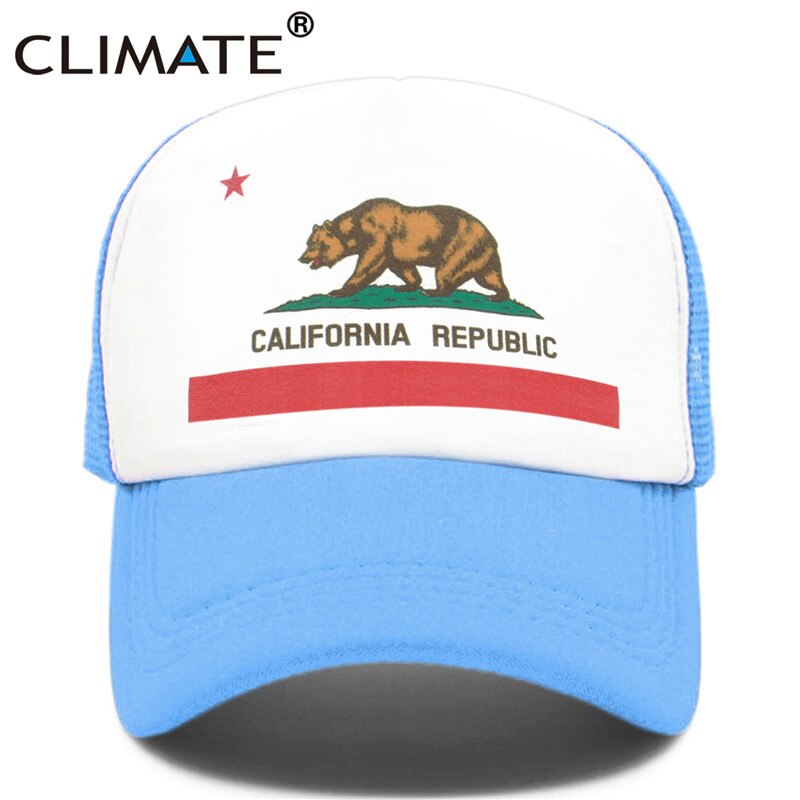 CLIMATE California Cap Male Man Men Hat Bear California Flag Trucker Cap Hip Hop Hat Cap Cool Summer Mesh Man Dad Cap Adult Kids