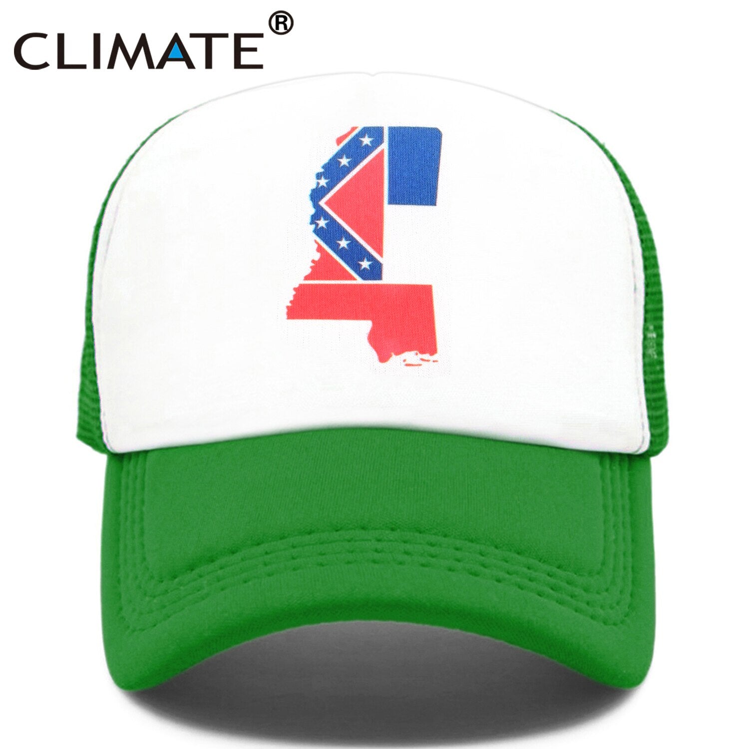 CLIMATE State of Mississippi Flag Trucker Cap Hat Mississippi Map Jackson City MS Mesh Cap HipHop Hat for Men Women Youth