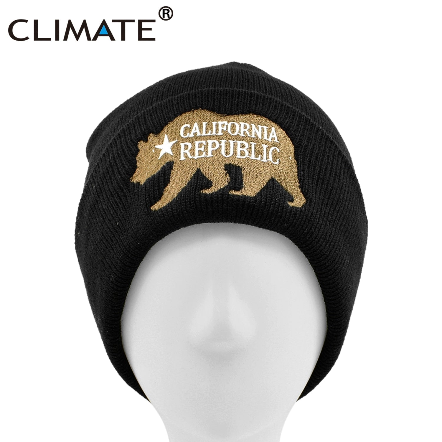 CLIMATE California Bear Winter Beanie California Republic Hat Men Women Funny Warm Hat Cap Winter Warm Hats California Bear