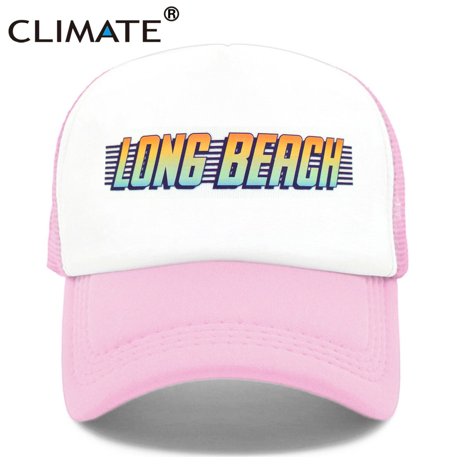 CLIMATE Seaside Long Beach Trucker Cap Hat Los Angeles California Vacation Sandbeach Mesh Cap HipHop Hat for Men Women Youth