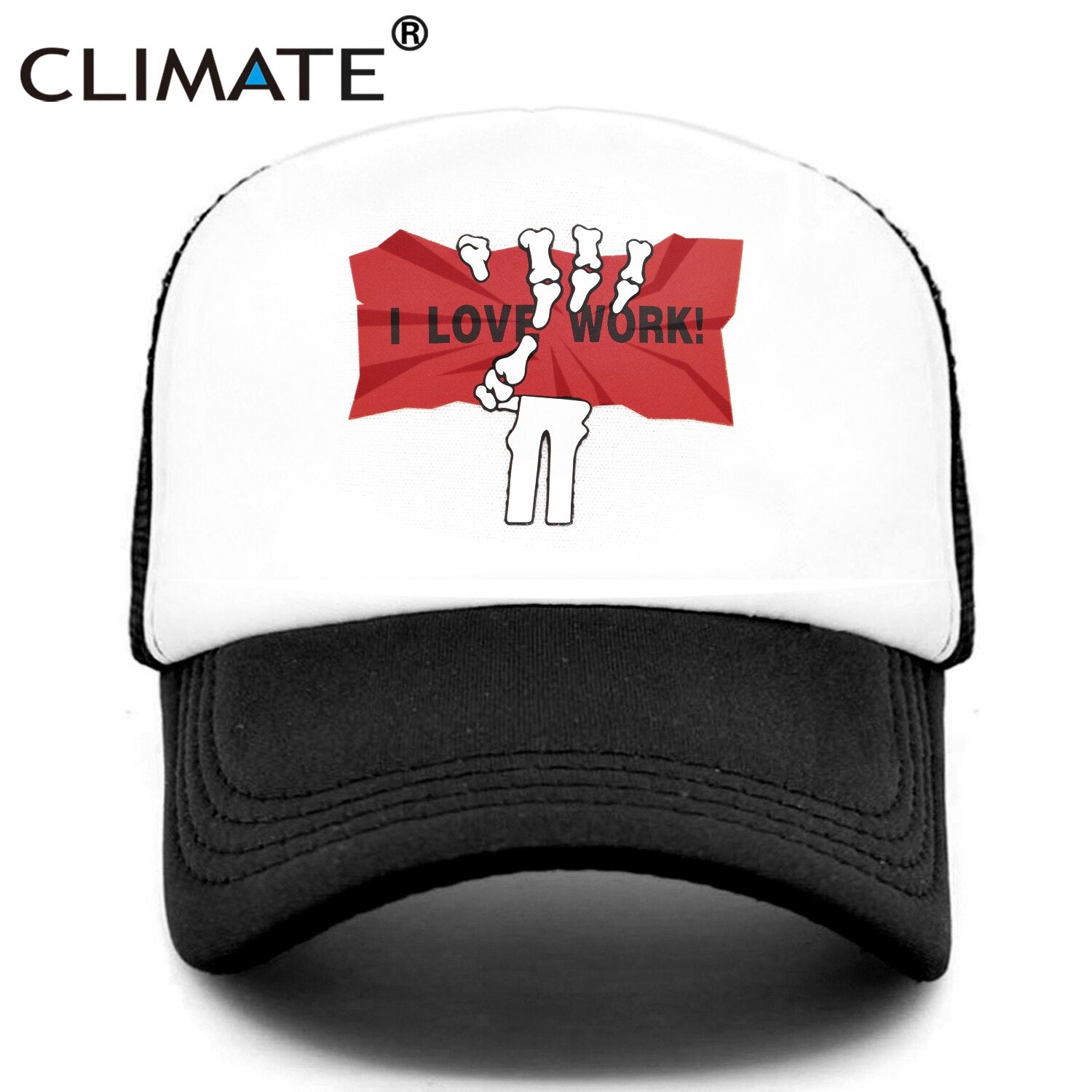 CLIMATE New Cool Funny Cap I Love Work Till Dead Trucker Cap Hat Workaholic Hiphop Cap Amuse Mesh Cap Hat for Men Women Staff