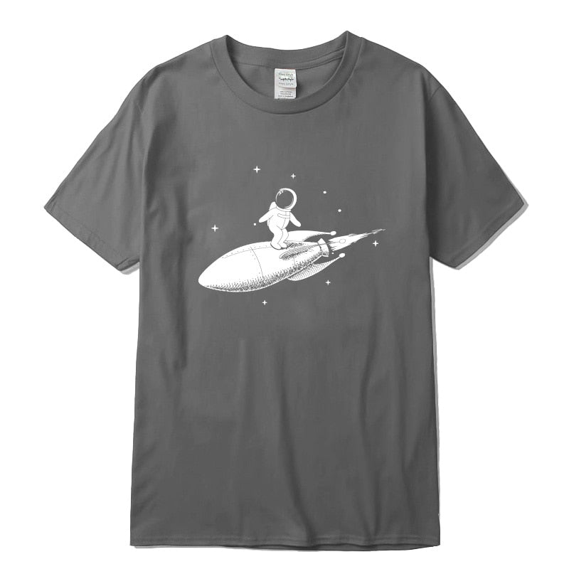 Men high quality tshirt 100% cotton short sleeve Funny space trip print men Tshirt casual o-neck loose t-shirt men tee shirts