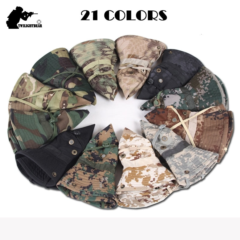 US Army Camouflage BOONIE HAT Thicken Military Tactical Cap Hunting Hiking Climbing Camping MULTICAM HAT 20 Color KA056