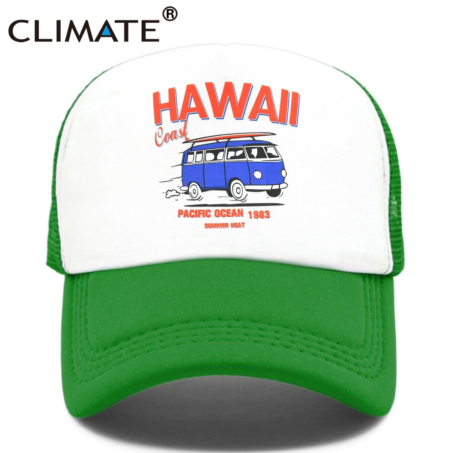 CLIMATE Hawaii Coast Road Trip Cap Drive Tour Trucker Cap Car Journey Vacation Mesh Cap Summer Heat Hat Caps for Family Journey