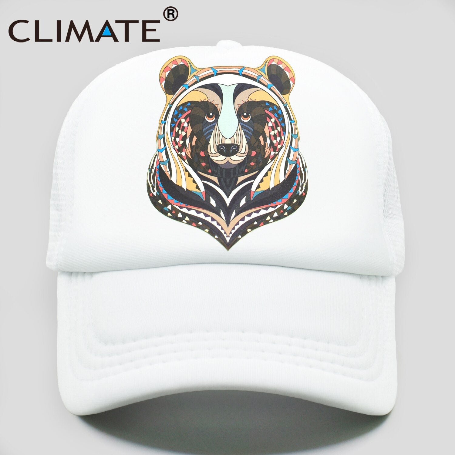 CLIMATE Bear Trucker Cap Cool Forest Bear Cap Men Brown Bear Hunt Hunting Hip Hop Hat Baseball Cap Cool Summer Mesh Cap