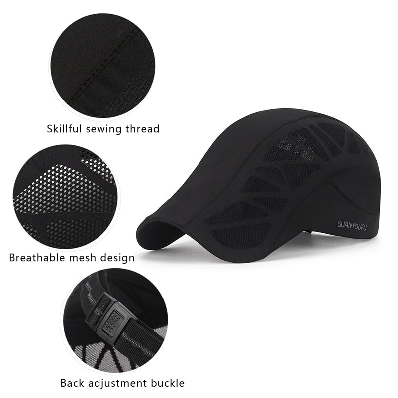 Summer Driver Hat Newsboy Cap Breathable Mesh Men Caps Male 2022 Outdoor Golf Cycling Panama Vintage Unisex Berets Flat Hats