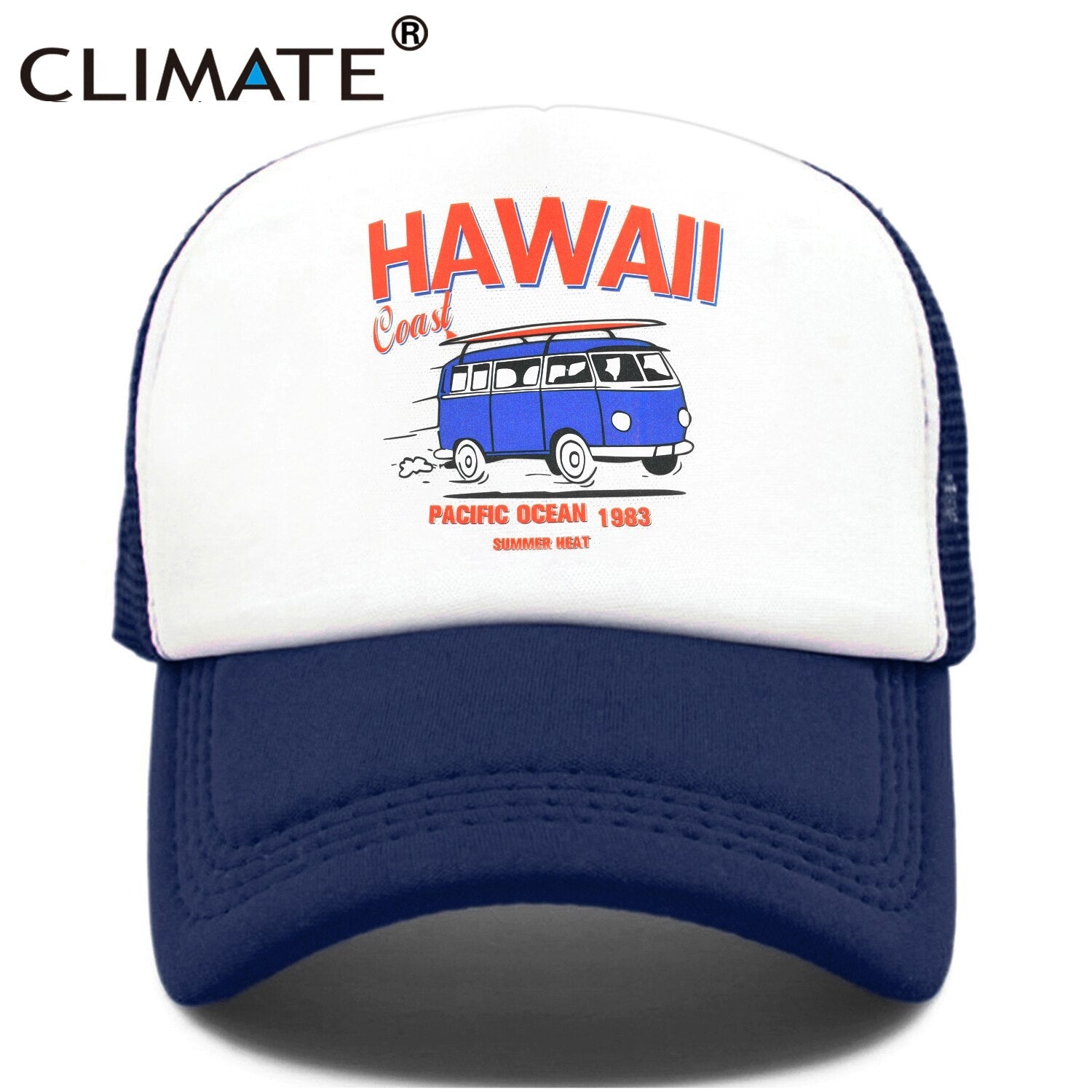 CLIMATE Hawaii Coast Road Trip Cap Drive Tour Trucker Cap Car Journey Vacation Mesh Cap Summer Heat Hat Caps for Family Journey