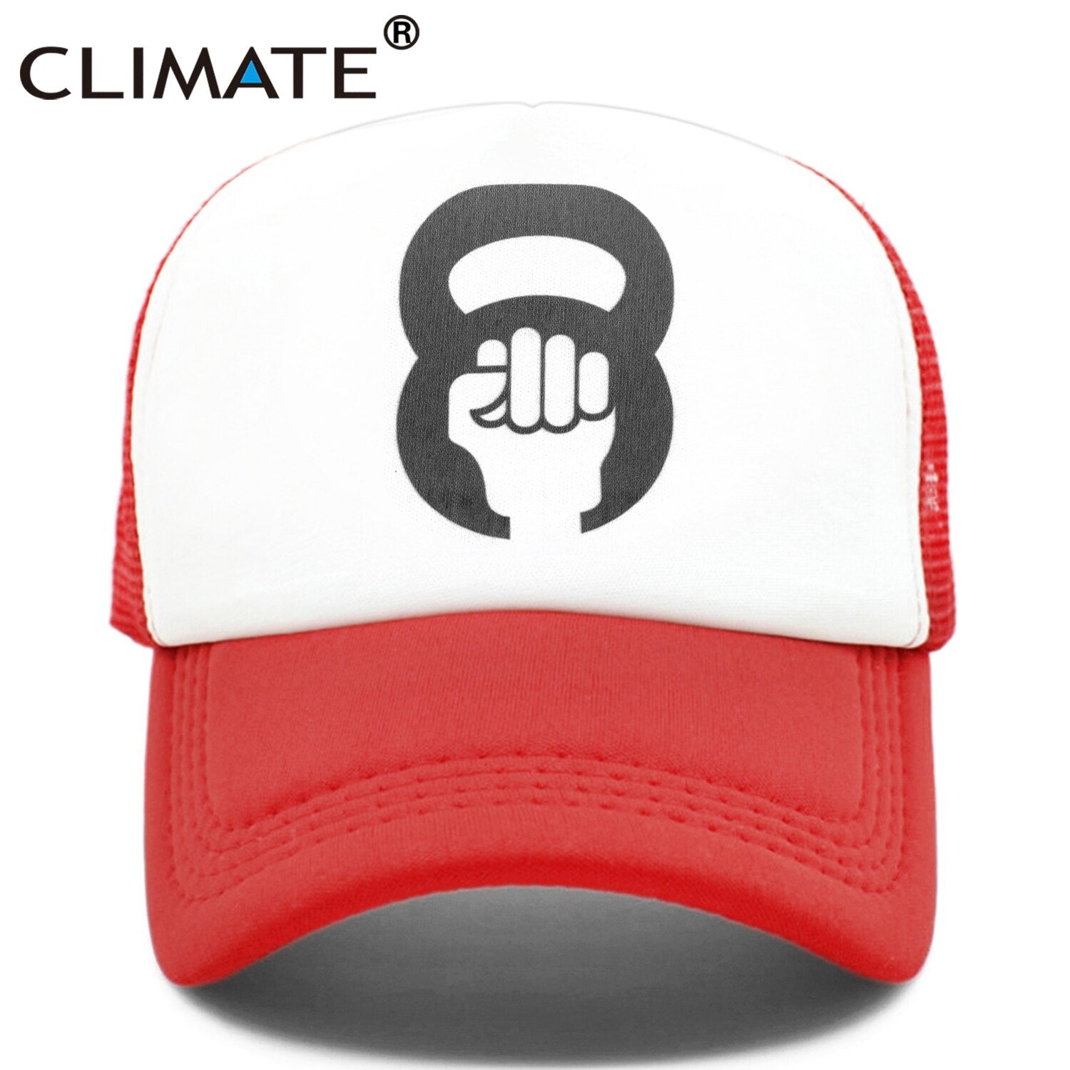 CLIMATE Dumbbell kettle-bell Cap Men Trucker Cap GYM Fitness Barbell Fans Mesh Cap Hat Body Building Muscle Sports Caps for Men