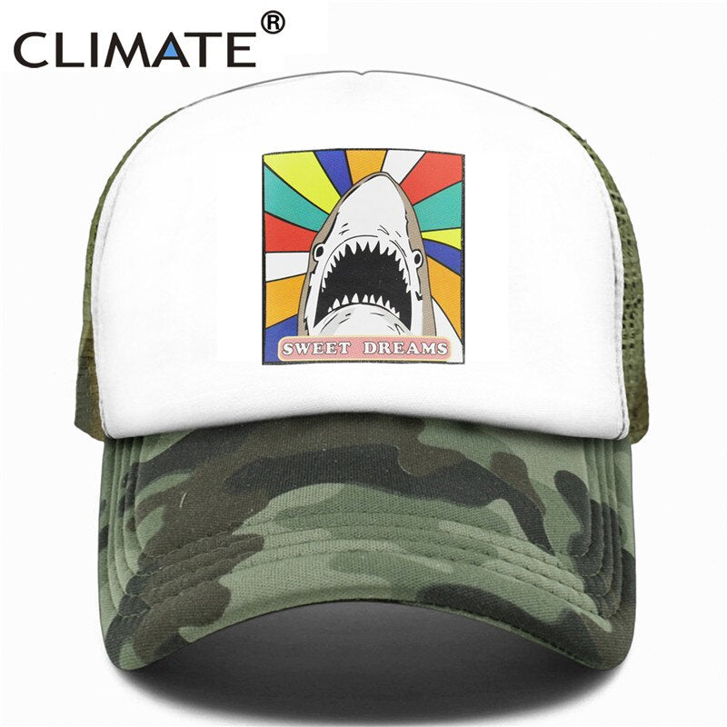 CLIMATE Shark Seaside Trucker Caps Hat Shark Hunt Surfing Men Caps Hip Hop Cool