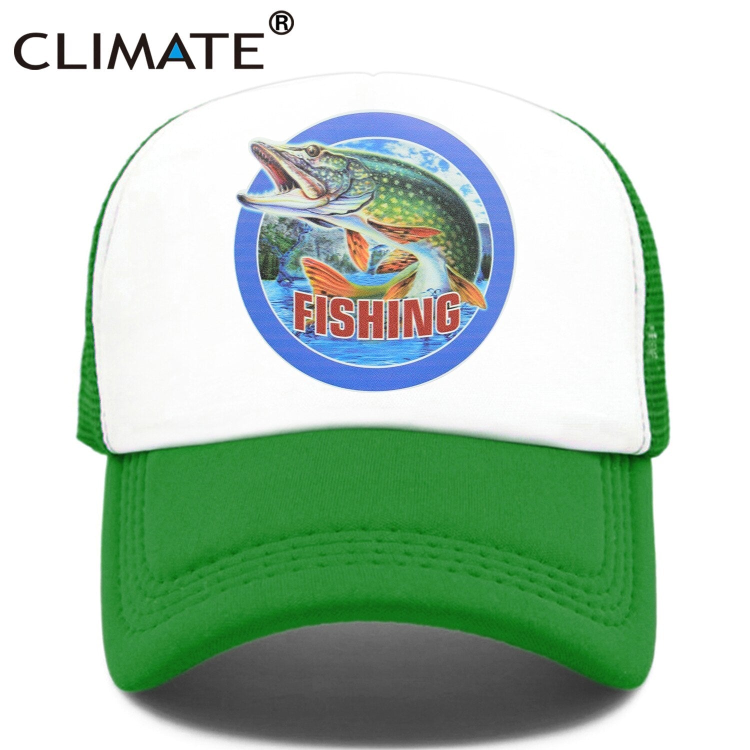 CLIMATE Fishing Fisher Cap Pike Fish Hunt Trucker Cap for Man Fisher Fishing Fish Hat Baseball Cap Cat Summer Cool Mesh Cap Fish