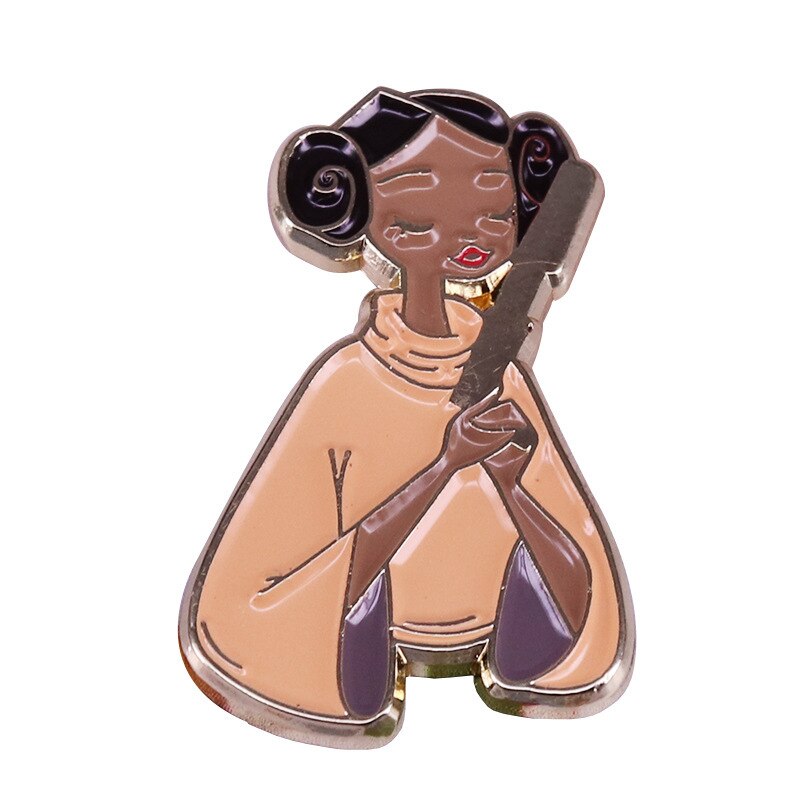 Princess Leia Cartoon Brooch Girl Power Feminism Badge Sci-Fi Movie Lovers Accessories