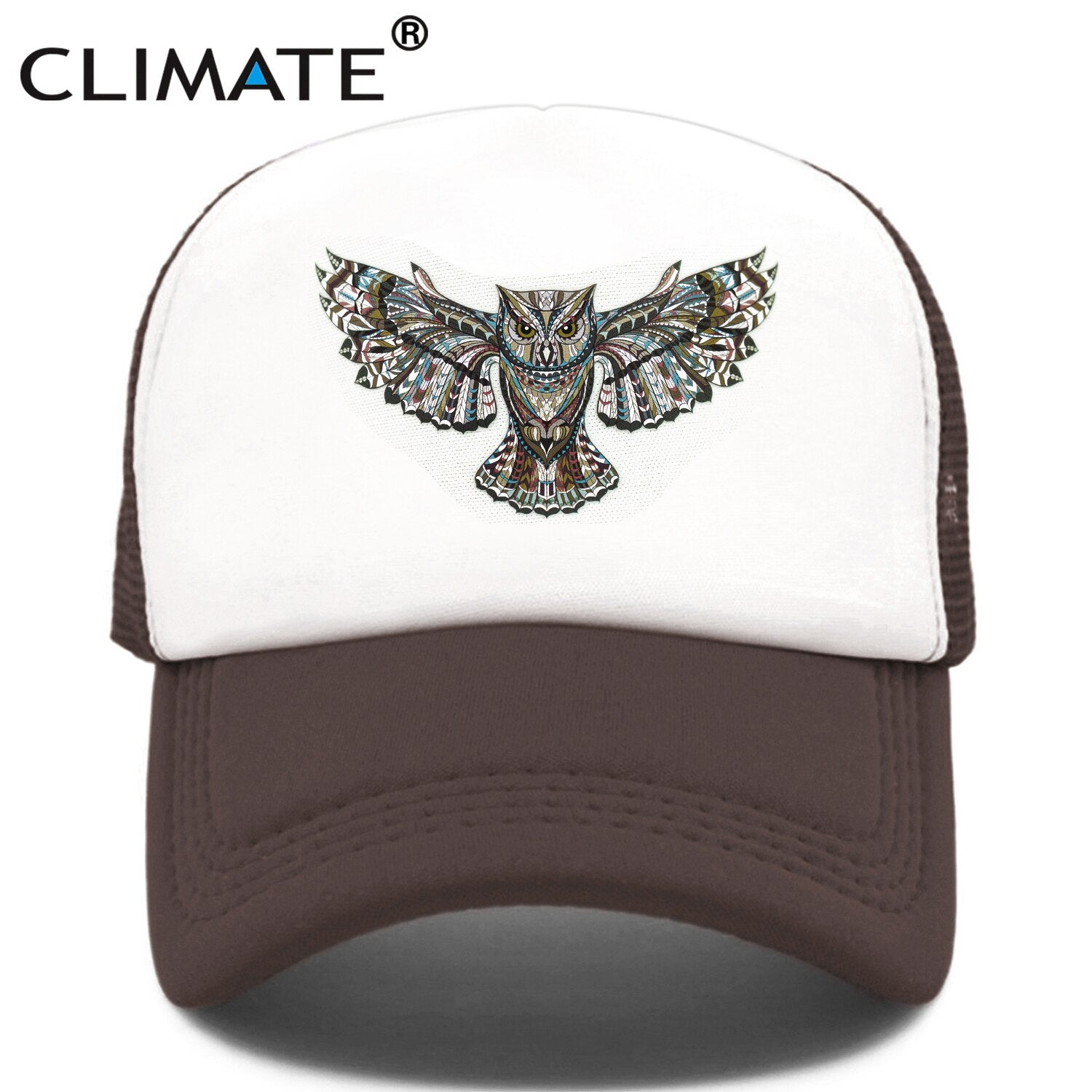 CLIMATE Owl Owlet Trucker Cap Cool Forest Night Owl Cap Men Dark Owl Hunt Animal Hip Hop Hat Cap Cool Summer Mesh Cap Adult Kid