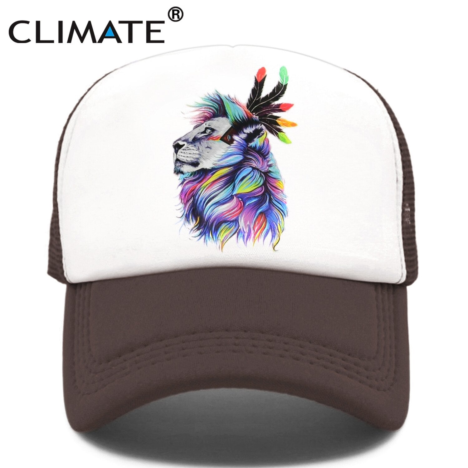 CLIMATE Cool Lion Trucker Cap King Lion King Cap Hat African Africa Wildlife Animal Trucker Caps Mesh Cap Hat for Men