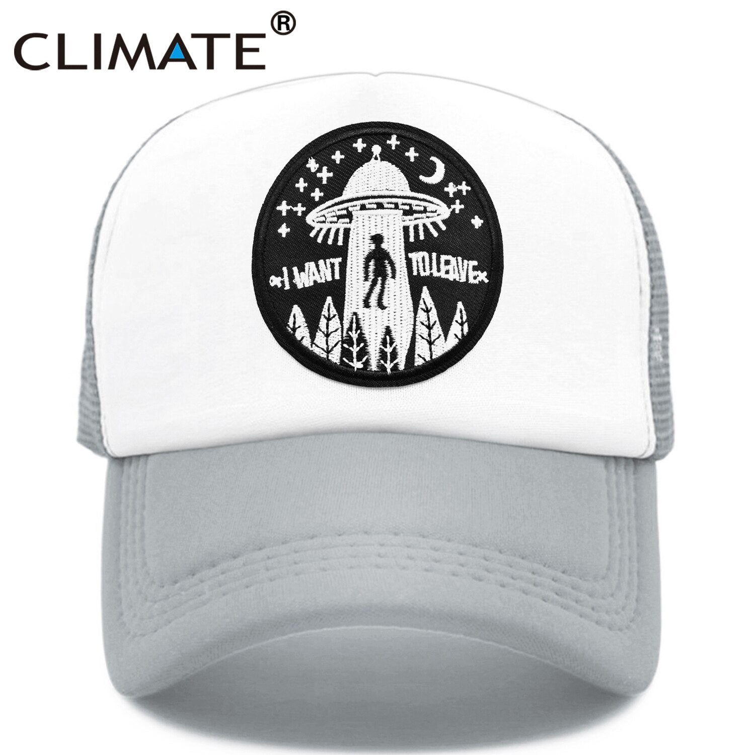 CLIMATE  I Want To Leave UFO Alien Cap Loser Trucker Cap World Weary Escape Flee Hat Baseball Cap Cool Summer Mesh Hip Hop Cap